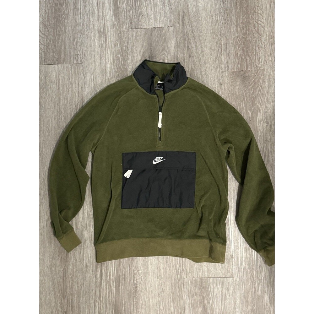 Nike Sportswear 1/4 Zip Fleece Pullover Men's Size M Green/Black
